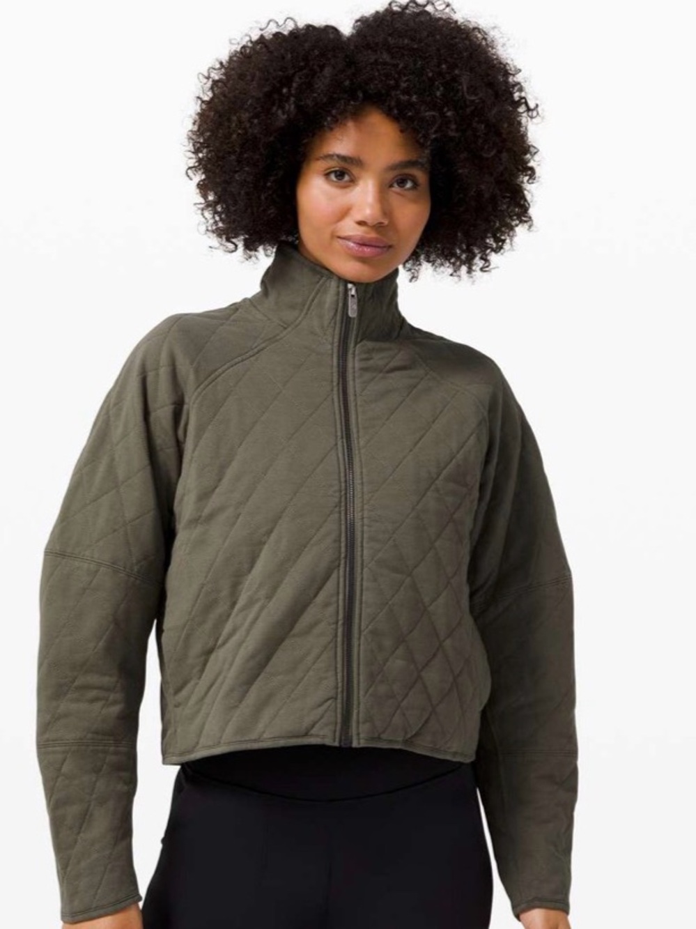 Lululemon quilted Calm Jacket Olive green size 10 euc